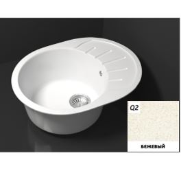 Мойка из искусственного камня глянцевая Тейлор Z10Q2 (575х440х215) (беж) Granit BERGG*1