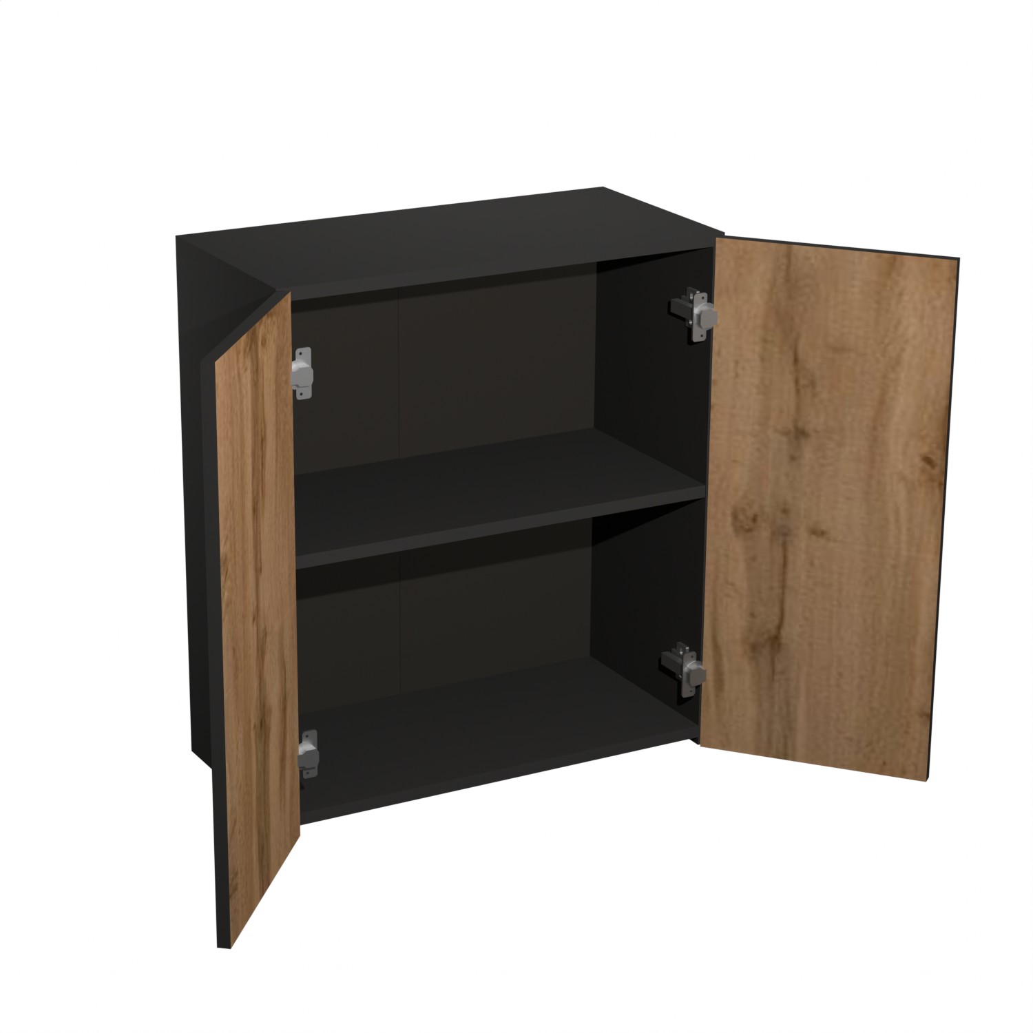 Шкаф навесной 600х676х290 мм BROZEX-WOOD Next, с двумя дверцами, графит / дуб вотан