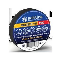 Изолента ПХВ 19ммх20м Safeline ЧЕРНАЯ