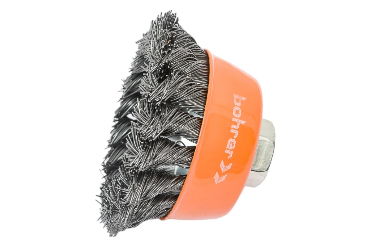 Щетка-крацовка "чаша" витая,жесткая проволока  75мм 0,5мм М14мм для УШМ арт.36200075 Bohrer *1/100 Щетка-крацовка "чаша" витая,жесткая проволока  75мм 0,5мм М14мм для УШМ арт.36200075 Bohrer *1/100