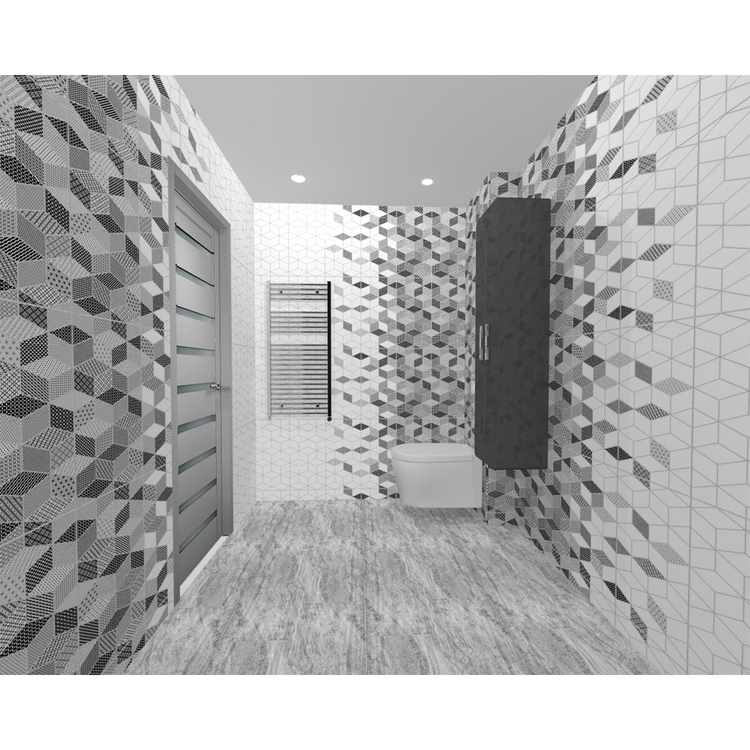 Плитка 60х30 см настенная 1.98 м² Керамин Тренд, черно-белый, орнамент