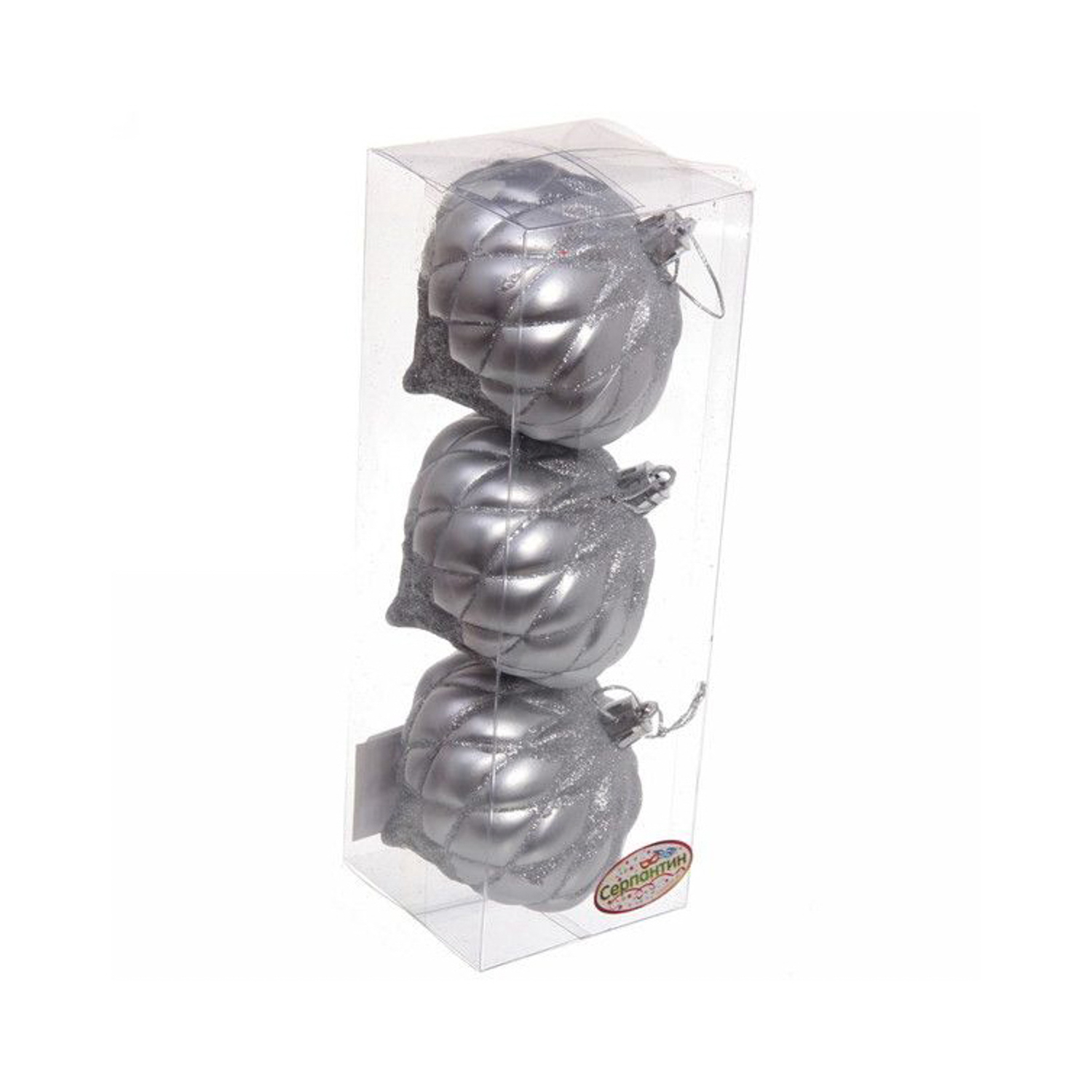 Ёлочные игрушки "Юла" 8 см (набор 3 шт), серебро