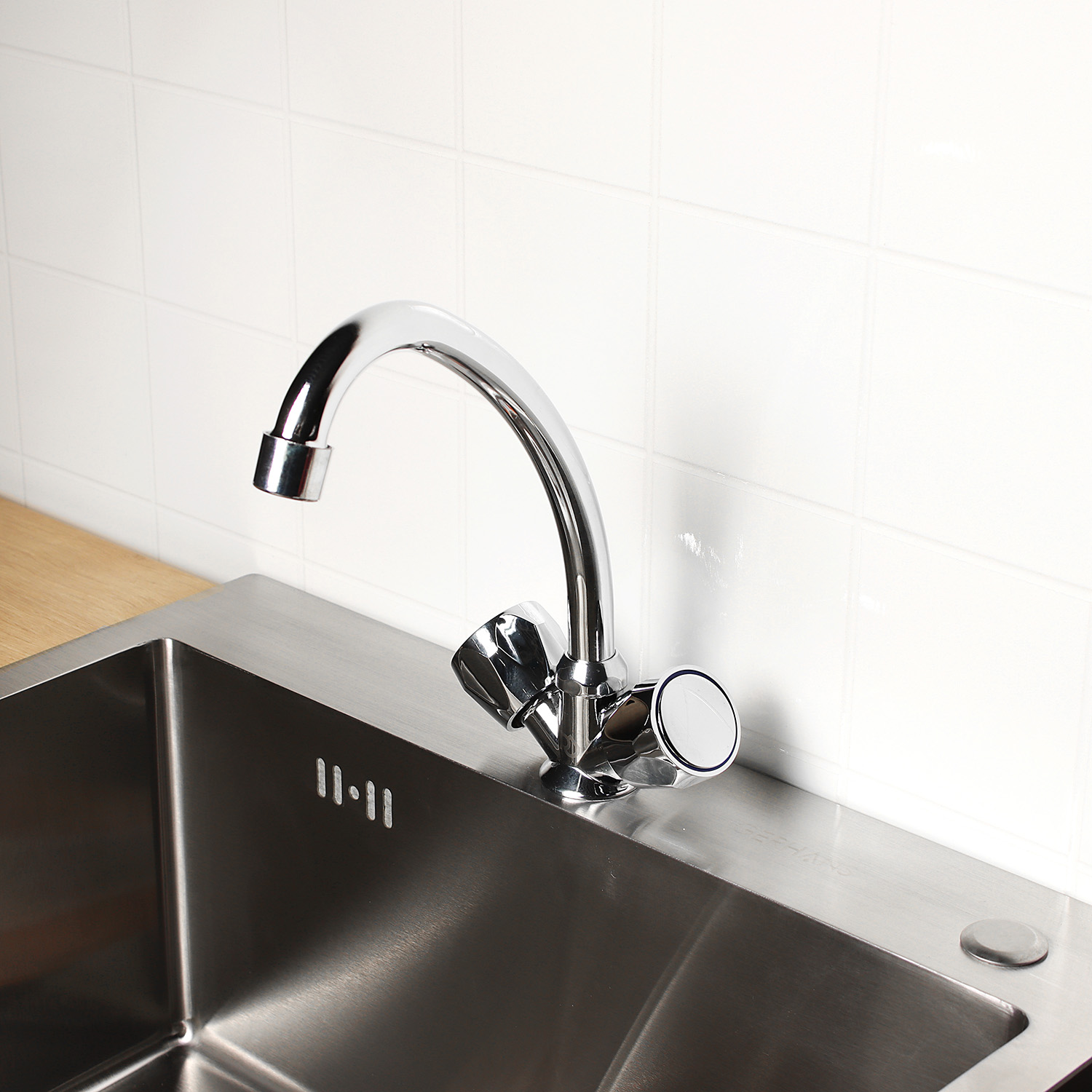 Смеситель для кухни Roegen RR021A, высокий излив, двухвентильный