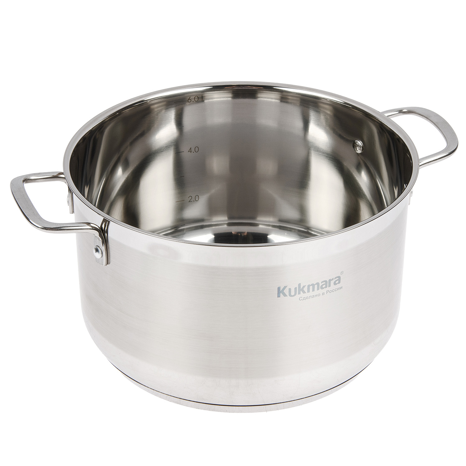 Кастрюля нерж. "Kukmara" "Orion" 6л Стекл.кр., d дна 220мм (подх. д/Индукц.пл.) ORN-CA6024G *1/4