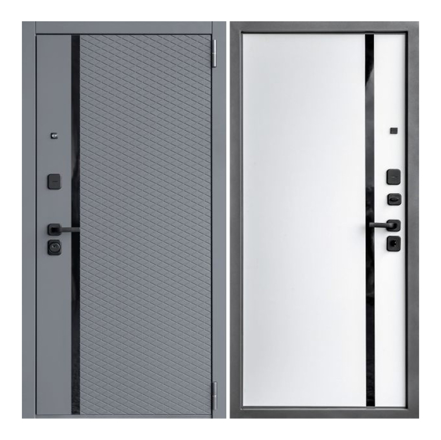 Дверь входная 2050х960х80 мм Дверной континент, правая, графит/белый софт