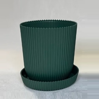 Кашпо пластм. "Gaufre"  1л d верха 115мм h115мм с поддоном Изумруд 801--16 (Tek.A.Tek) *1/40