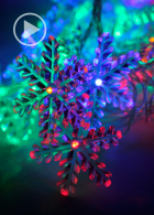 Гирлянда 4.4 м, снежинки, 30 ламп, IP20, мульти