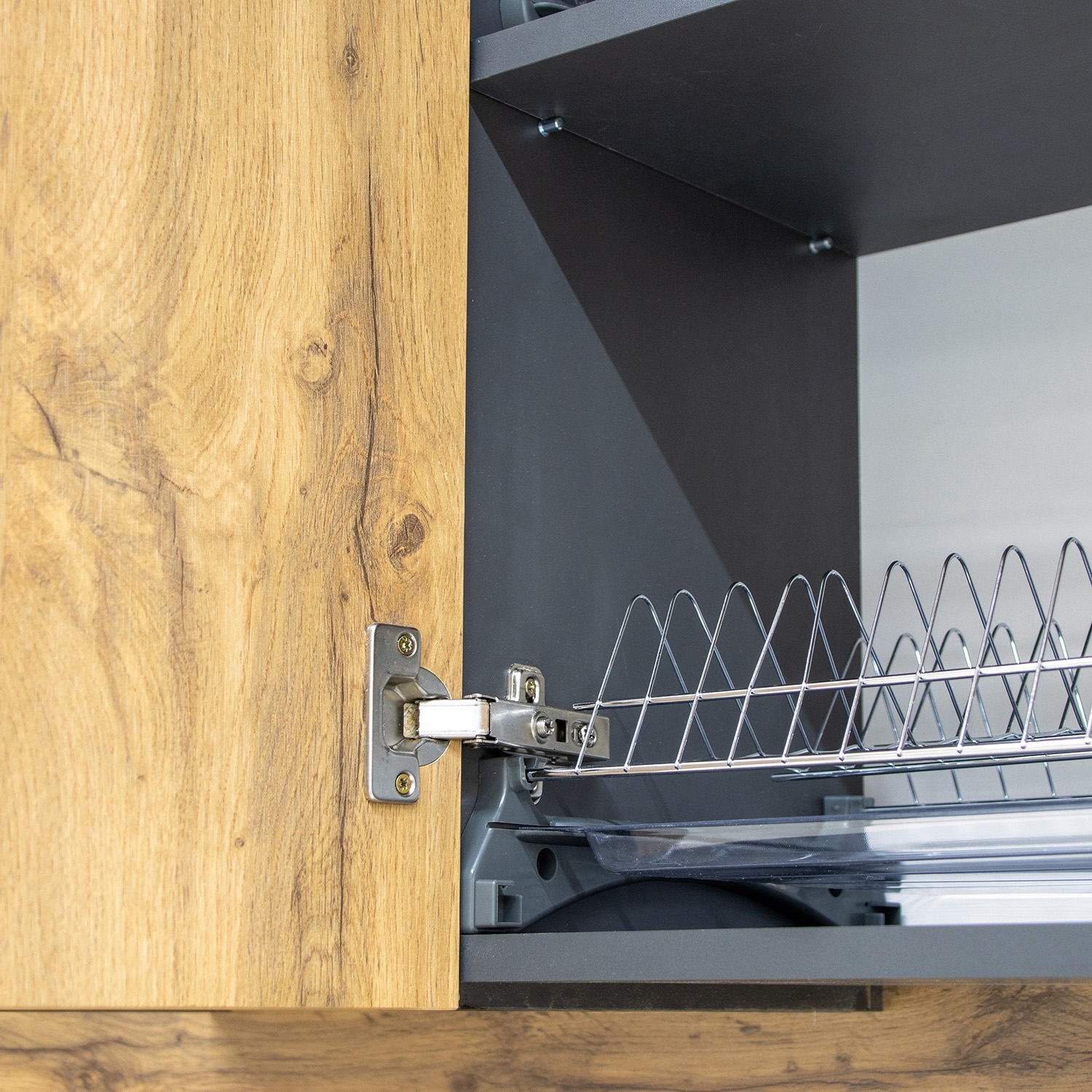 Шкаф навесной 600х676х290 мм BROZEX-WOOD Next, с двумя дверцами, графит / дуб вотан