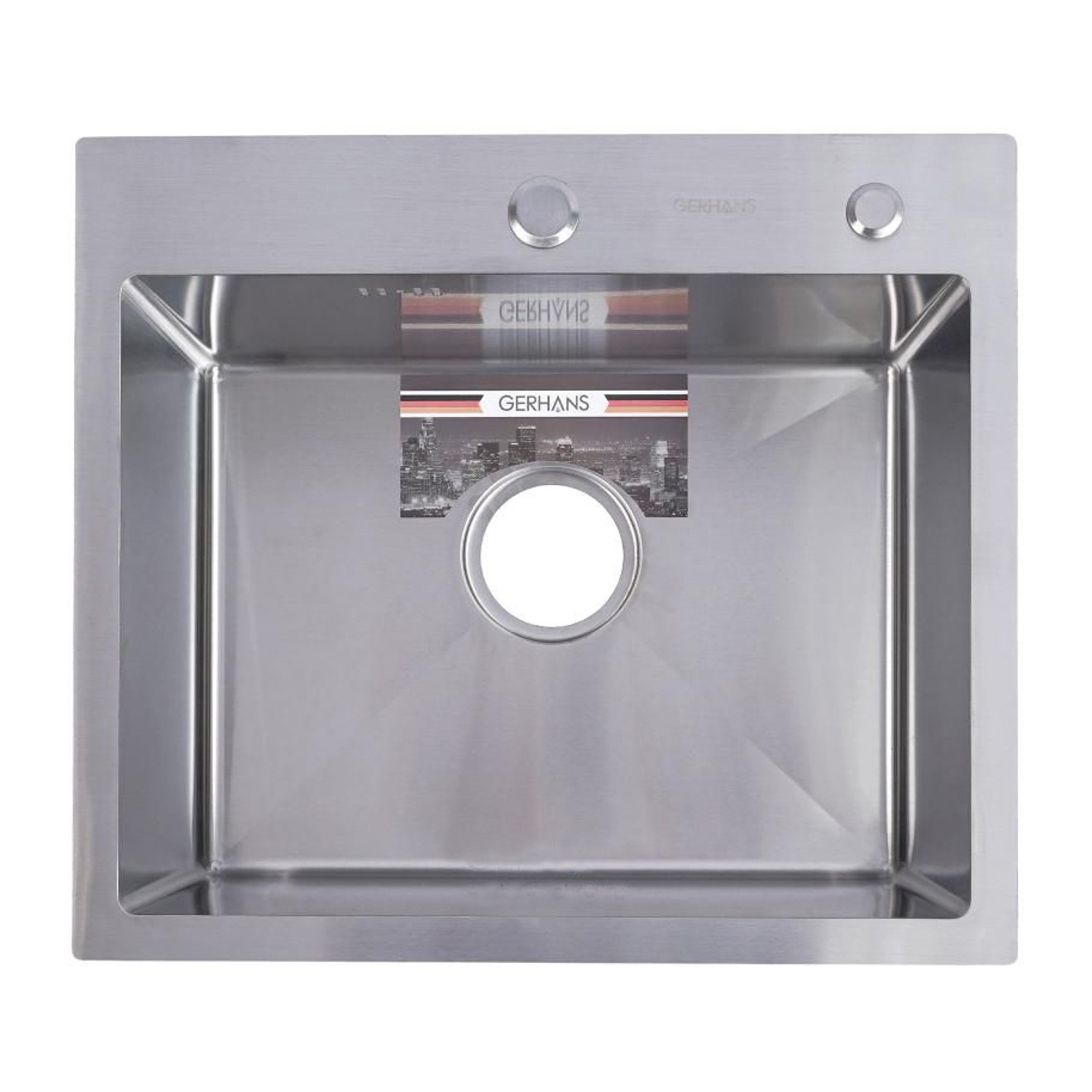 Мойка нерж. врезная 500х440х220мм толщ.1мм, с сифоном, отв. под смеситель, GERHANS *1/5