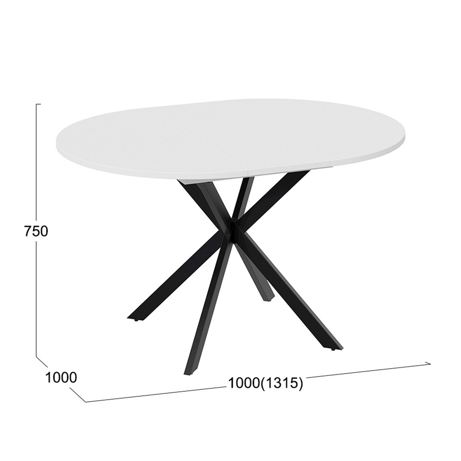 Стол обеденный круглый раздв.Мэдисон d1000(+315)мм h750мм Белый/Черный Муар ТриЯ*1