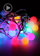 Гирлянда 4.4 м, крупные мат. шарики, 30 ламп, зел. провод, IP20, мульти