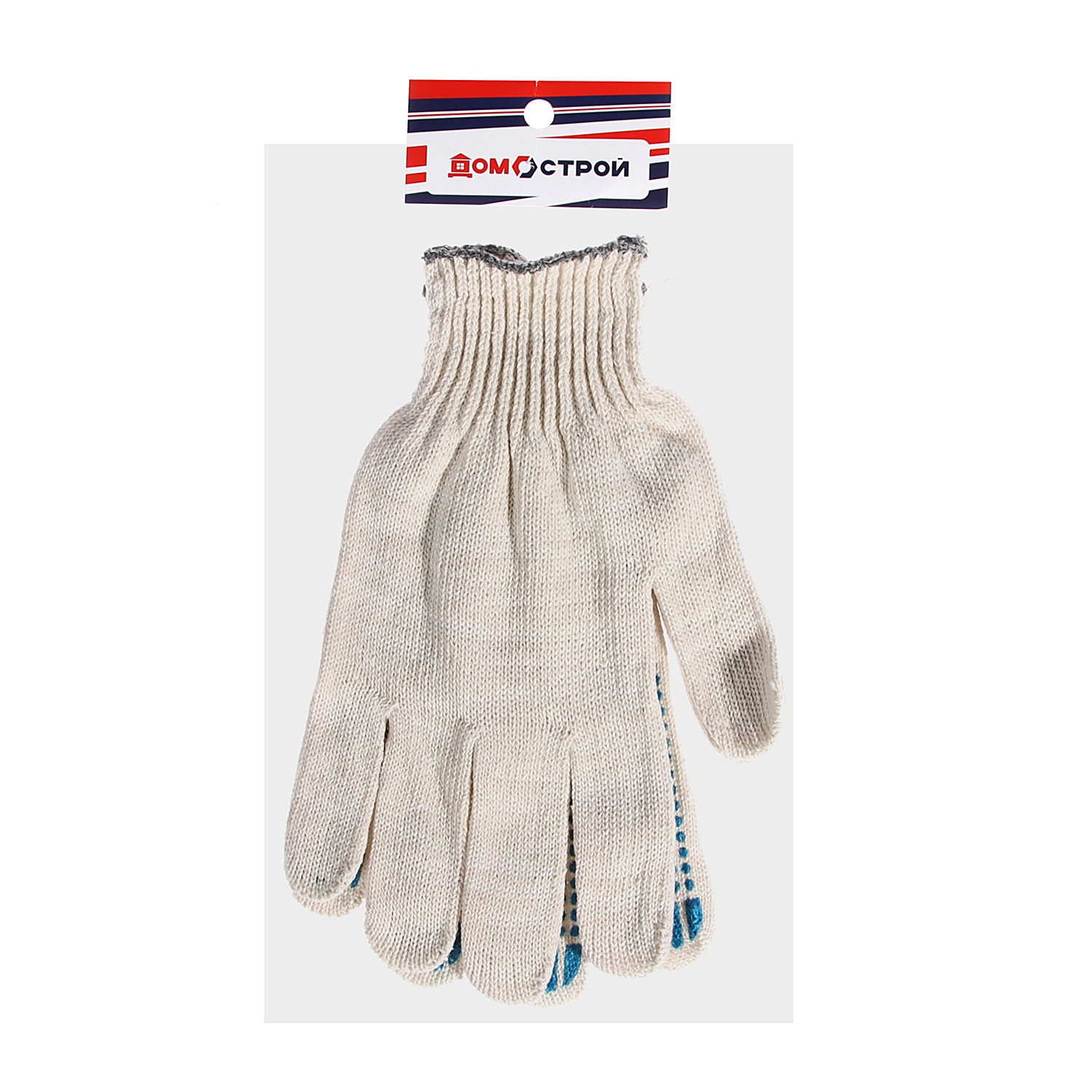 Перчатки рабочие ДомоСтрой, х/б с ПВХ, 4 нити