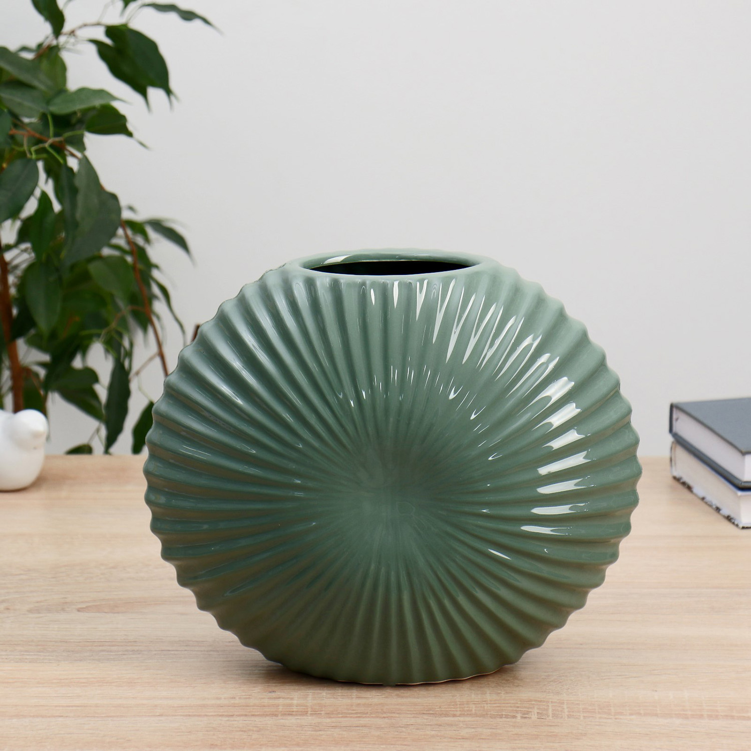 Ваза керамика "Хлоя" h-23 см, отверстие 9х5 см, зелёный 7549270