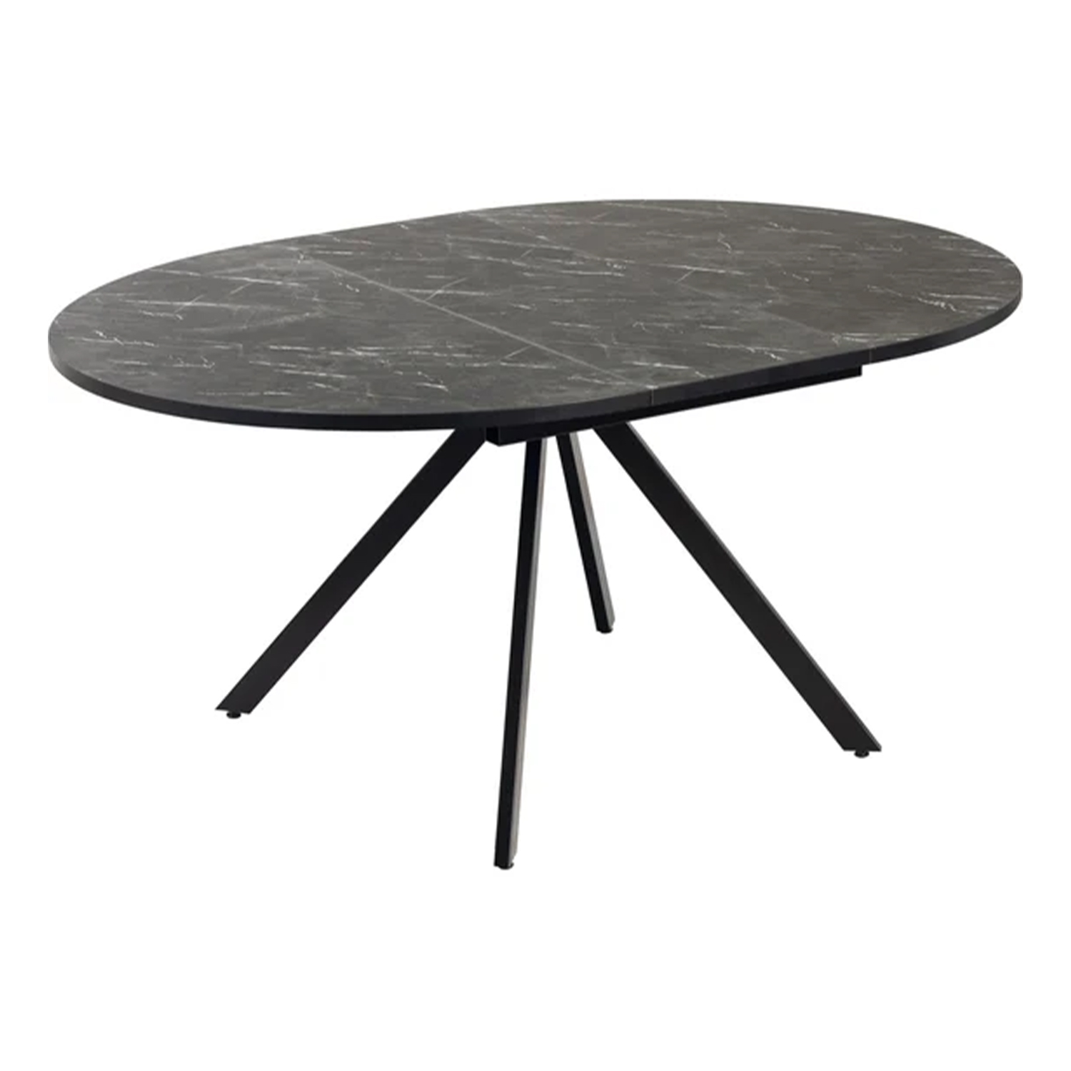 Стол обеденный круглый раздв.ЛОКИ d1200(+380) ЛДСП КАМЕНЬ ЧЕРНЫЙ+опора металл черный матовый*1