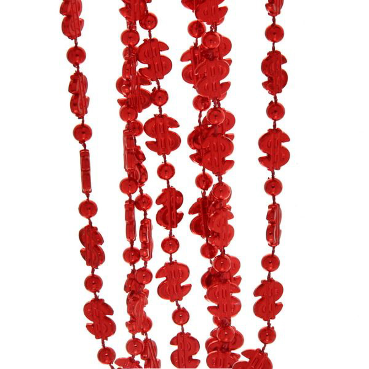 Бусы на ёлку 1,5м "Доллар" красный 1,2см