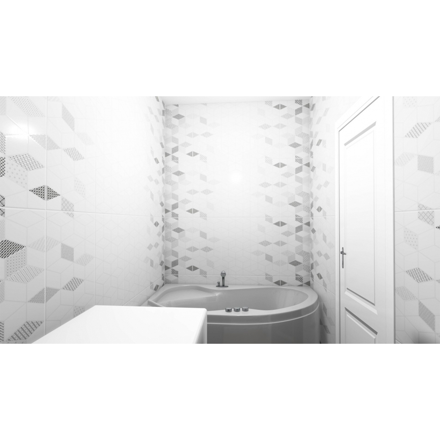 Плитка 60х30 см настенная 1.98 м² Керамин Тренд, черно-белый, орнамент