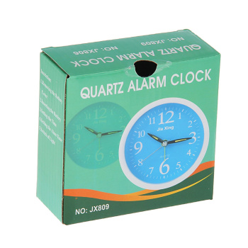 Будильник круг на подставке, крупные цифры 3,6,9,12, цвет циферблат, стрелки микс d=10см 720750