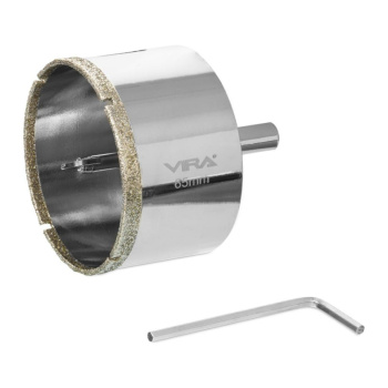 Коронка алмазная по керамике VIRA 65 мм, трехгранный хвостовик