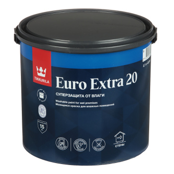 Краска акриловая для стен и потолков 2,7 л Tikkurila Euro Extra 20 моющаяся База A *1/120