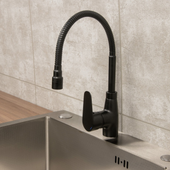 Смеситель для кухни Milardo Meal черный матовый, гибкий излив + душевая насадка M07BL2FM05 *1/10