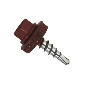 Саморез кровельный 5.5х19 мм BROZEX, RAL 3011, оцинкованная сталь