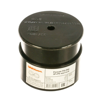 Разъем РШ-ВШ 32А 380В 3Р+РЕ кругл. черн. UNIVersal 1233 *1