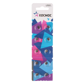 Элемент питания алкалиновый таблетка AG1 LR60 (блист.10шт) Космос KOCG1(LR60)10BL