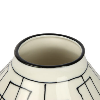 Ваза керамика настольная "Пикассо" (ручная роспись) квадраты, h=17 см, d=7см чёрно-белый  10073214