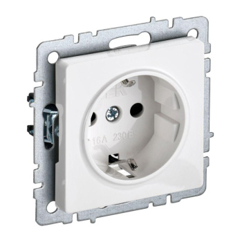 Механизм розетки "BRITE" 1-мест. белая с заземлением 16 А IEK BR-R11-16-K01-F *10/100