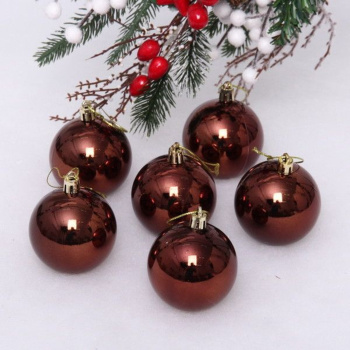 Набор новогодних шаров "Глянец", диаметр 5 см, 24 шт., шоколад