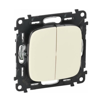 Механизм выключателя 2-кл. СП Valena Allure 10А IP20 250В с лицевой панелью; безвинтовые зажимы алюм