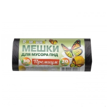 Мешки для мусора 60л*50шт толщ.7,3мкм "Премиум" ПНД арт.НМ605015Э "Ромашка" *15