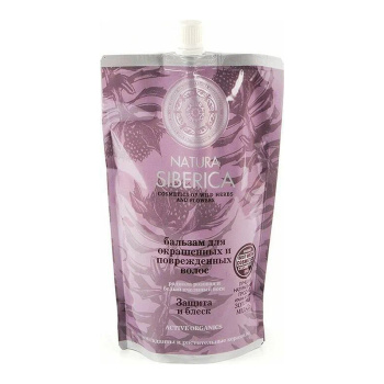 яяяБальзам Natura Siberica для окрашенных и поврежденных волос Защита и блеск 500мл (дой-пак) *1/12