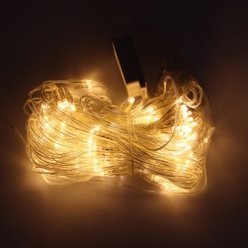 Гирлянда Сеть, VEGAS, 2 х 1,5 м, 176 ламп, теплый белый, 8 режимов, прозрачный провод