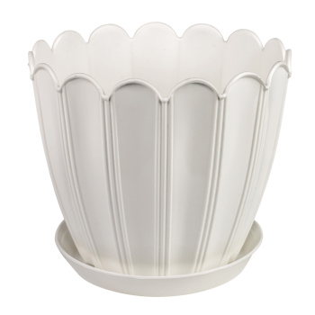 Кашпо пластм. "Хризантема" 2,1л d верха 165мм h148м с поддоном Белое КХ 2,1 Б (Екатеринбург) *1/50