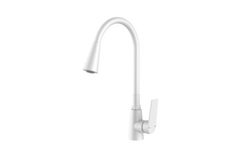 Смеситель для кухни Potato P41167-7 высокий гибкий излив, белый *1/10
