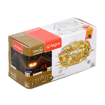 Гирлянда электр."Бахрома"24V VEGAS 3х0,6м 72разноц LED 18 нитей (нужен блок ЕД711) 55089 *1/4