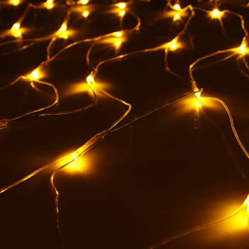Гирлянда уличная Сеть, 24 В, VEGAS, 1,2х1 м, 144 лампы, желтый, прозрачный провод