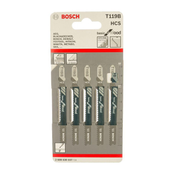 Пилки для лобзика (5шт.) T 119 B, HCS BOSCH *1 Пилки для лобзика (5шт.) T 119 B, HCS BOSCH *1
