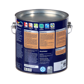 Краска акриловая 2 л для мебели и дерева DULUX, белая база BW, матовая