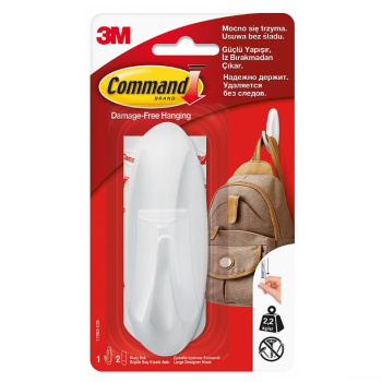 Крючок самоклеящийся пластм. Большой Овальн. Белый (+1сменная клейк.полоска) 17083 Command (3M™)*1/6