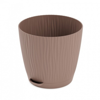 Кашпо пластм. "Флис" 3,0л d верха 185мм h170мм с поддоном, прикорн.полив Какао М8466 *1/14