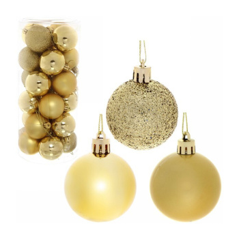 Набор новогодних шаров "Микс фактур", диаметр 6 см, 24 шт., золото