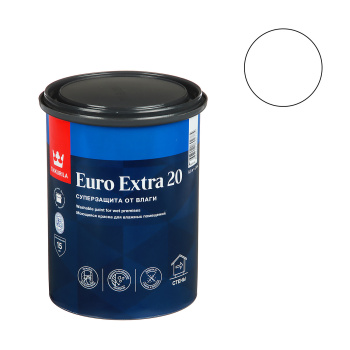 Краска акриловая для стен и потолков "Tikkurila Euro" Extra 20 A п/мат 0,9л моющаяся *6/462