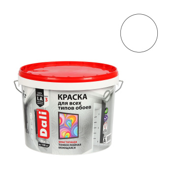 Краска акриловая для обоев 9 л ДАЛИ моющаяся матовая База А *1/44
