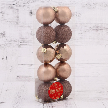 Набор шаров пластик d=5 см, 10 шт., "Диско микс", коричневый