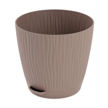 Кашпо пластм. "Флис" 2,0л d верха 160мм h150мм с поддоном, прикорн.полив Какао М8442 *1/20
