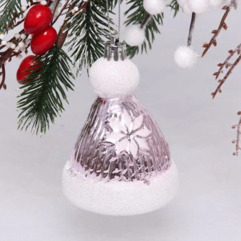 Ёлочная игрушка Новогодняя шапочка 6,5*6,5*9,5 см, розовый