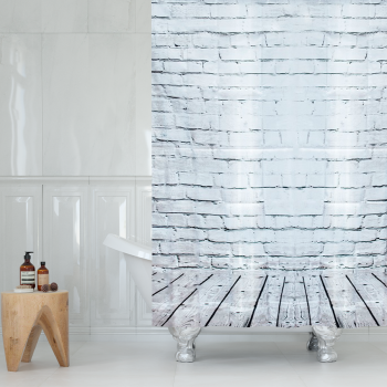 Штора для ванной "Zenfort" п/эстер 180*200см "Лофт" с кольцами, утяжелитель 104221 *1/50
