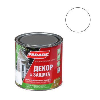 Эмаль алкидная белая полуматовая 0,75 л PARADE А2 универсальная *16576